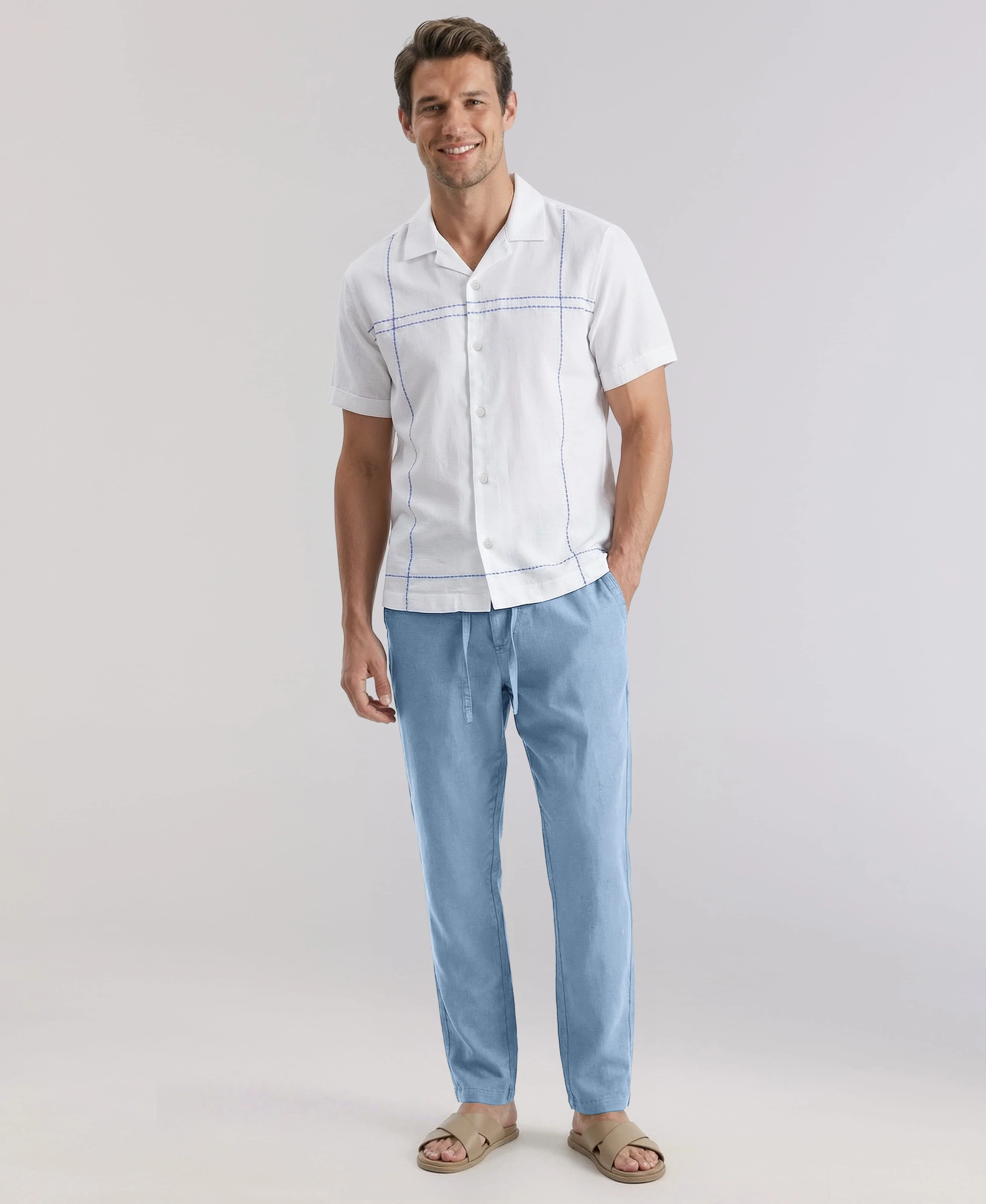 Linen-Blend Core Drawstring Pants - Image 10